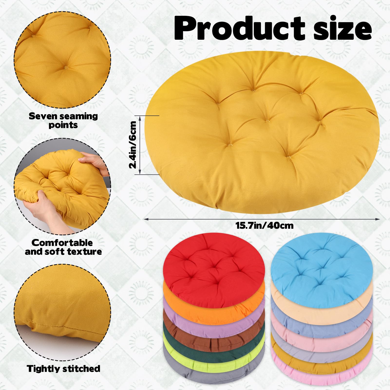 16 Pcs 16 Inch Round Floor Pillows Round Floor Cushions for Kids and Toddlers Flexible Seating Pillows Chair Floor Cushion Reading Cushion for Classroom Home School Playing Supplies(16 Colors)