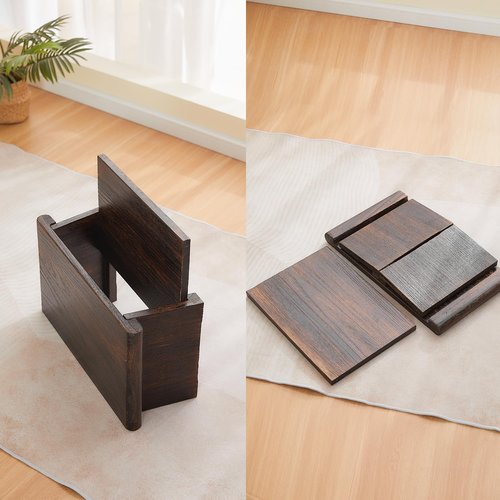 GZQWDC Japanese Altar Table,Folding Floor Table,Wood Small Low Meditation Table,Coffee Table for Living Room, Brown,19.7" x 11.8" x 7.9"