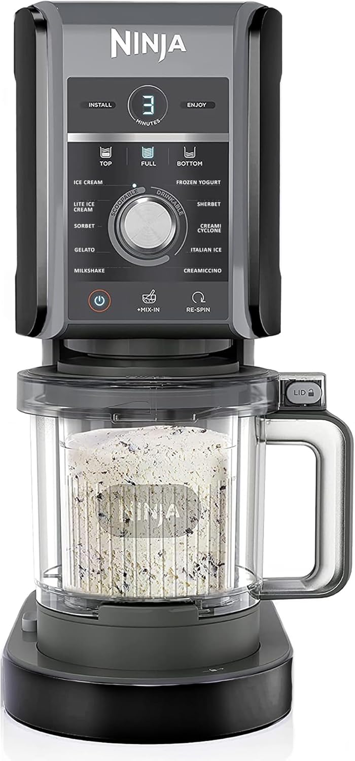 Ninja NC501 CREAMi Deluxe 11-in-1 Ice Cream Maker - Includes 2 XL Pint Containers, Black