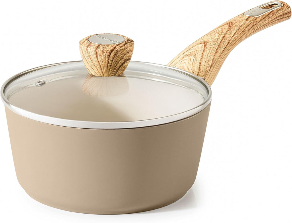 SENSARTE Nonstick Ceramic Saucepan - 1.5 Quart Cooking Pot with Lid & Stay Cool Handle | PFOA Free