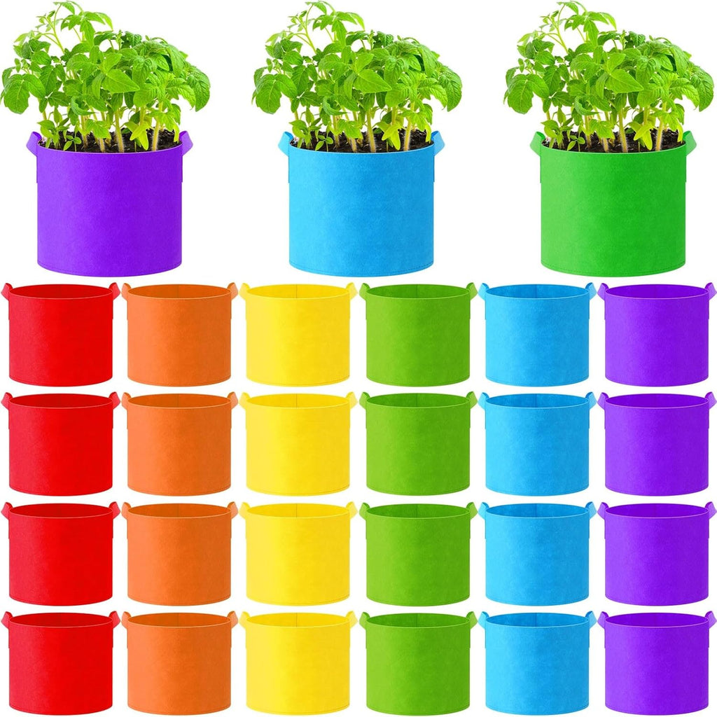 Ziliny 24 Pcs Multicolor Fabric Grow Bags - Thickened Non-Woven Planters with Handles | 5 Gallon Size