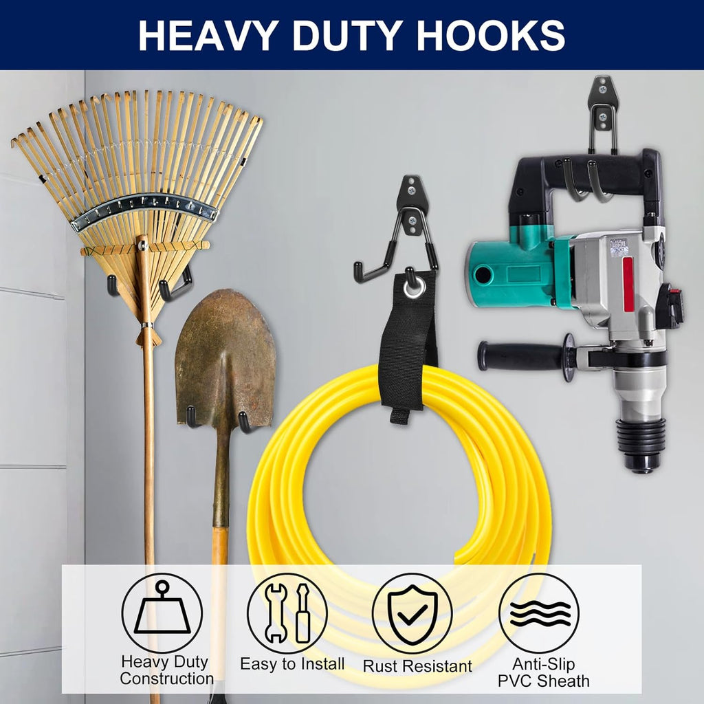 Skiennix 18-Pack Garage Hooks - Heavy-Duty Anti-Slip Coating for Bicycles, Ladders & Tools