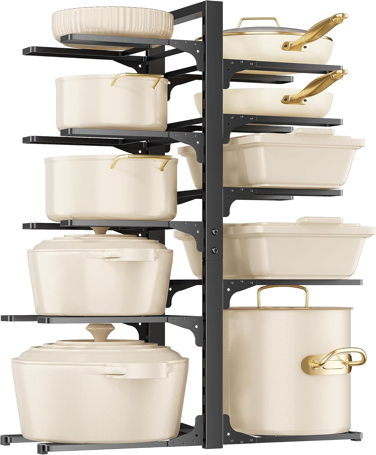 MUDEELA 10-Tier Pot and Pan Organizer - Heavy Duty Under Cabinet Storage, 23.62" Height, Adjustable Rack