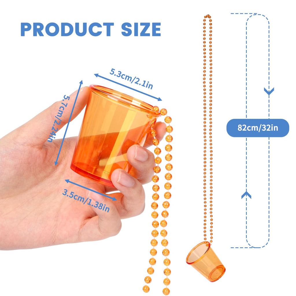 SWANUCKY 12 Pack Shot Glass on Beaded Necklace,Plastic Shot Glasses,Perfect for Bachelorette, Birthday, Wedding Parties & Holidays(6 Colors)