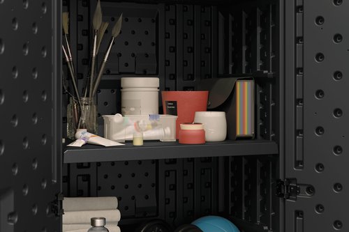 Suncast Tall Garage Storage Cabinet Shelf, Compatible with Models BMC7200 & BMC3600, Black