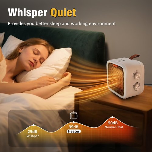 CTSC Space Heater, 1500W Space Heaters for Indoor Use with Thermostat, High-efficiency PCT heating material, Safe and Quiet Portable Heater with Heating and Fan Modes for Bedroom, Home and Office