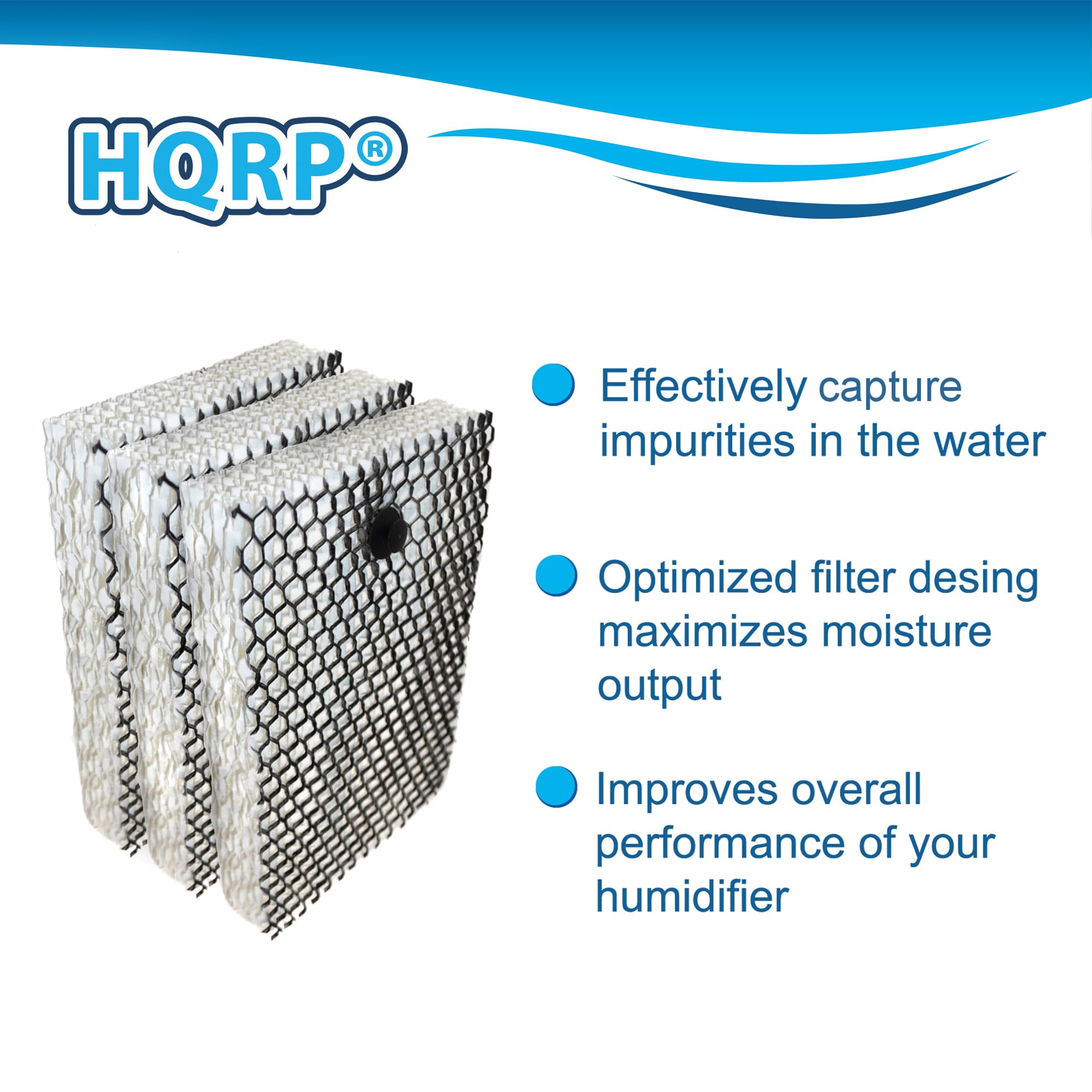HQRP 3-Pack Wick Filters Compatible with Sunbeam SF235, SCM630, SCM630WC, SCM630BC, SCM631, SCM631C, SCM7808, SCM7809 Humidifiers, Replacement for Holmes HWF100 HWF100CS HM630 HM729