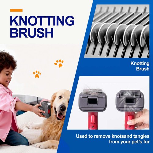2-in-1 Pet Grooming Kit – Compatible with Dyson V7 V8 V10 V11 V15, Dog Hair Vacuum Attachment, Self-Cleaning Brush Removes Hair, Dander & Undercoat, Extended Hose & Trigger Lock