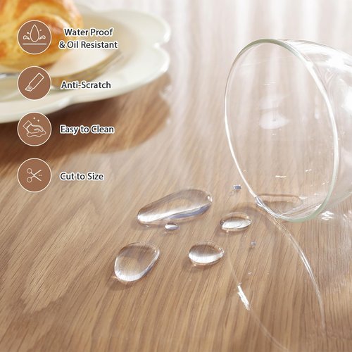 LovePads Round Clear Table Cover Protector 47 Inch, 2mm Thick Table Protector for Dining Room, Waterproof Plastic Cover PVC Vinyl Tablecloth, Circle Tabletop Protective Pad for Furnture Surface