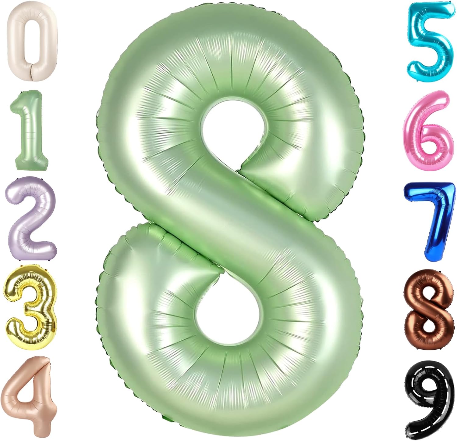 Olive Green 40 Inch Number 8 Balloon - Perfect for 8th Birthday Parties, Weddings & Graduations