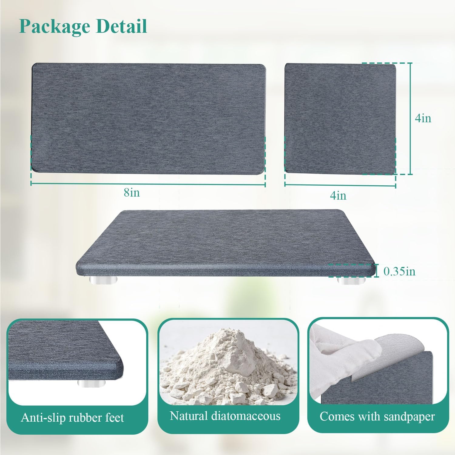 Water Absorbing Stone Tray by Skiennix - Instant Dry Diatomite Sink Coasters | 3PCS Kitchen Sponge Holder
