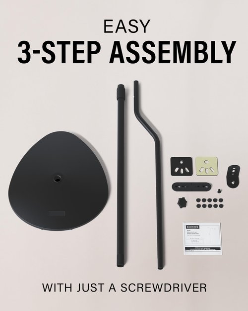 SANUS Adjustable Height Speaker Stands (Set of 2) + Soundbar Mount for TVs - Audio Upgrade Bundle