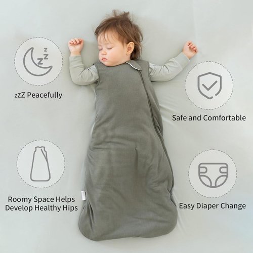 BubblePanda Bamboo Sleep Sack - Breathable 1.0 Tog Wearable Blanket for Infants 0-6 Months