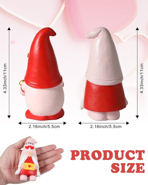 iStatue Valentine Gnomes - Adorable Set of 2 Resin Statues with Heart-Shaped Love & Cupid's Arrow | Perfect Valentine's Day Decor & Gifts