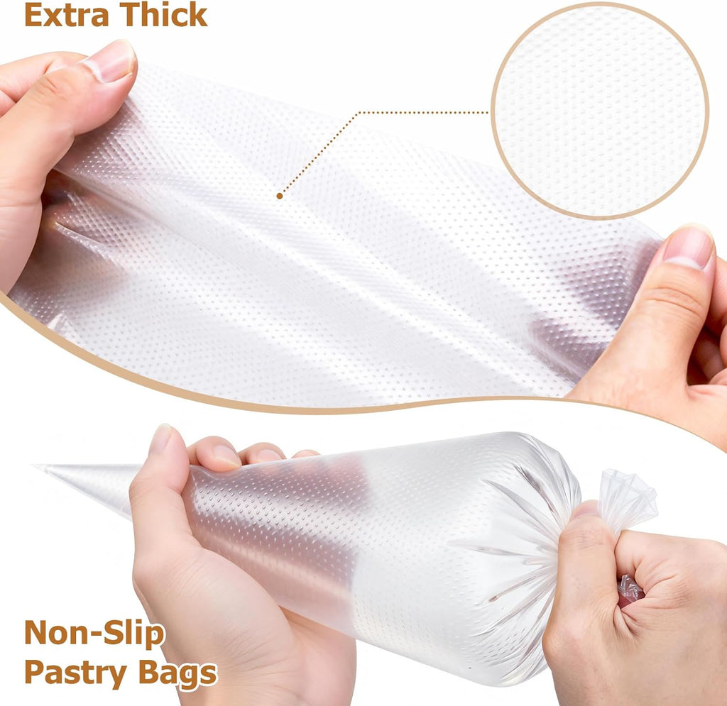 Tamodan 14-Inch Tipless Piping Bags - 100PCS Extra Thick Non-Slip Disposable Icing & Frosting Bags for Cakes, Cupcakes, Cookies