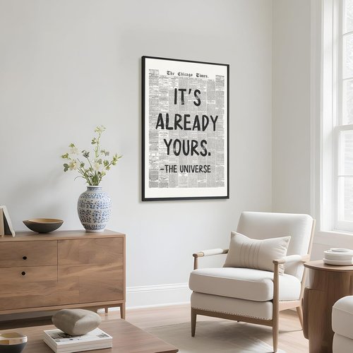 Licpach Retro Black and White Newspaper Wall Art - Inspirational Quote Poster | Motivational Canvas Print 8x12 Inch with Black Frame