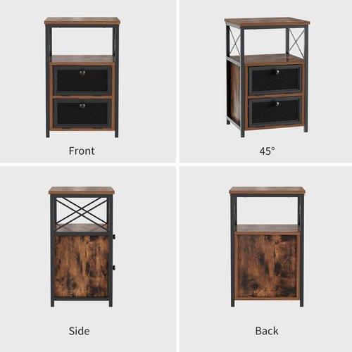 VECELO End Side Table, Modern Night Stand with Storage Space and Door, Set of 2 Nightstands for Living Room,Bedroom,Lounge, Brown