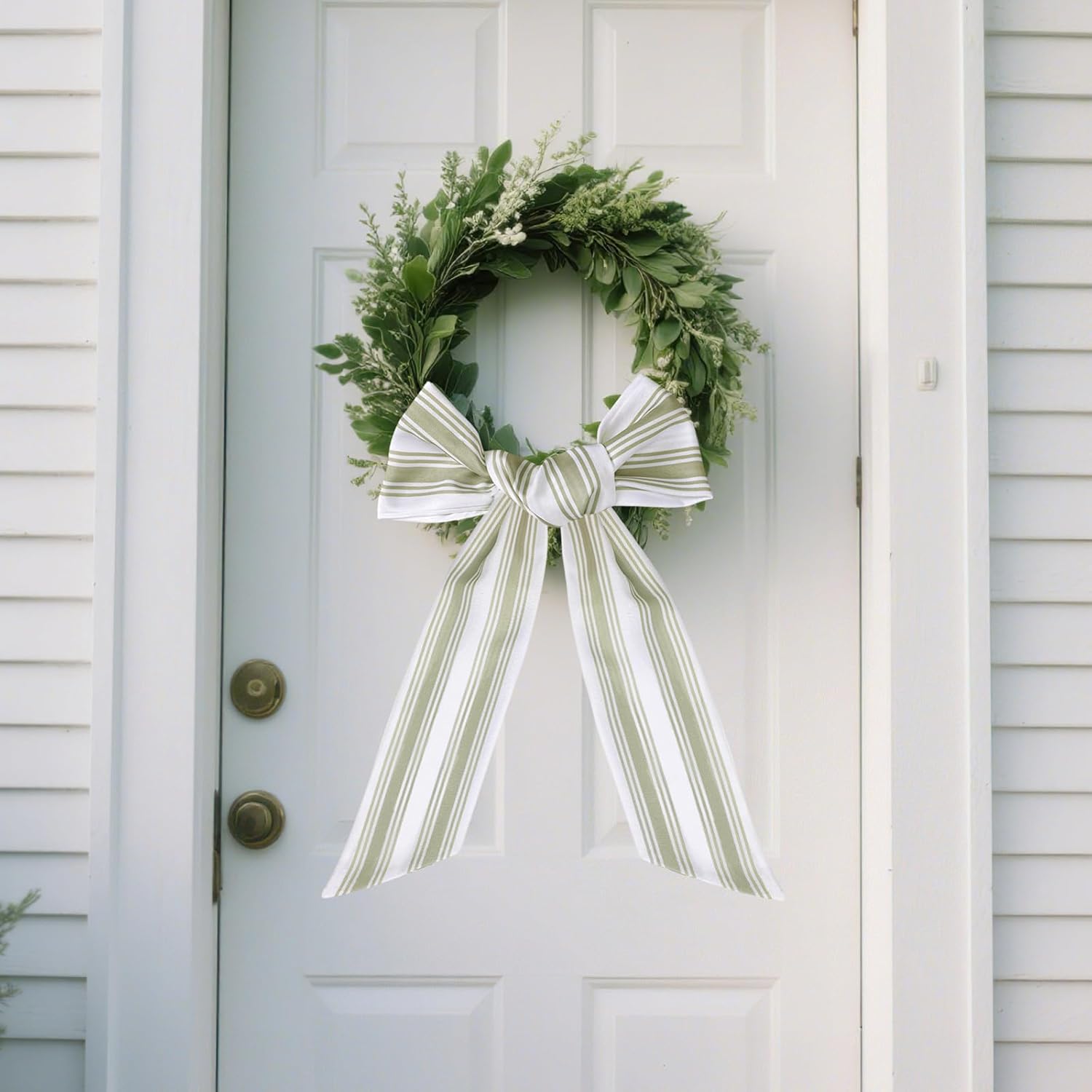 Skiennix Wreath Sash - 2 Pcs Boho Stripe Sashes for Front Door | 60 Inch Blank Scarf for Rustic Decor