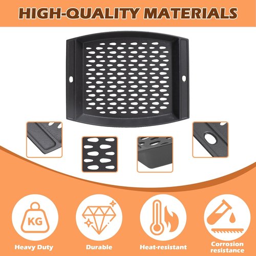 Cast Iron Grill Basket by [Brand Name] - 15"x12" Outdoor Grill Pan for Fish & Veggies | Compatible with Weber, Napoleon, Char-Broil