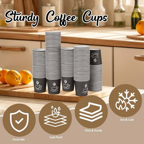 GGOLDMER 4 oz Paper Coffee Cups - 500 Pack Paper Espresso Cups, Disposable Coffee Cup, Small Paper Cup for Hot or Cold Beverage, Espresso, Capucino for Party, Picnic, Home, Office and Business (Black)
