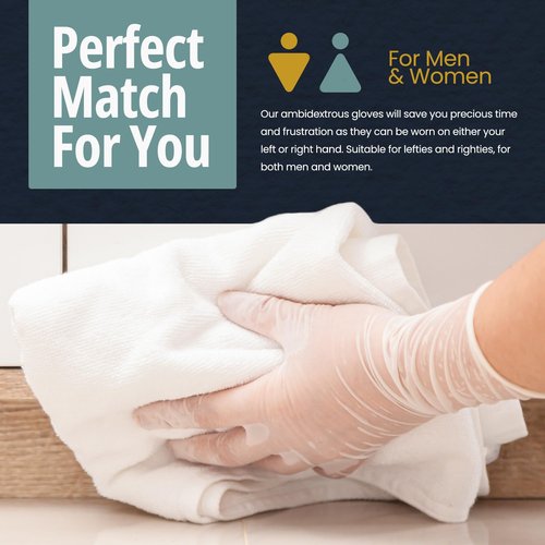 MED PRIDE Clear Vinyl Exam Gloves Medium 1000 Count Latex-Free Ultra Strong Disposable Powder-Free Plastic Gloves for Healthcare and Food Service Use