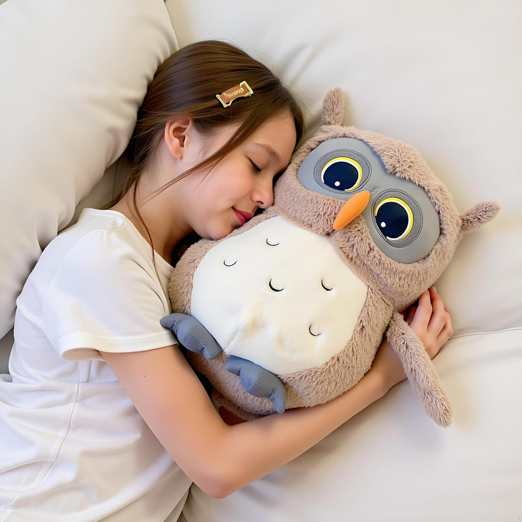 Ryttir Chubby Gray Owl Stuffed Animal - 15.7 Inch Plush Toy for Kids & Room Decor | Perfect Gift for Owl Lovers