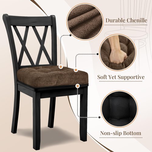 Basic Beyond Chair Cushions for Dining Chairs, Non-Slip Chair Pads, Thick Seat Cushions for Dining Room Chairs, Kitchen Chair Cushions Set of 4, 17" x 17" x 4", Brown