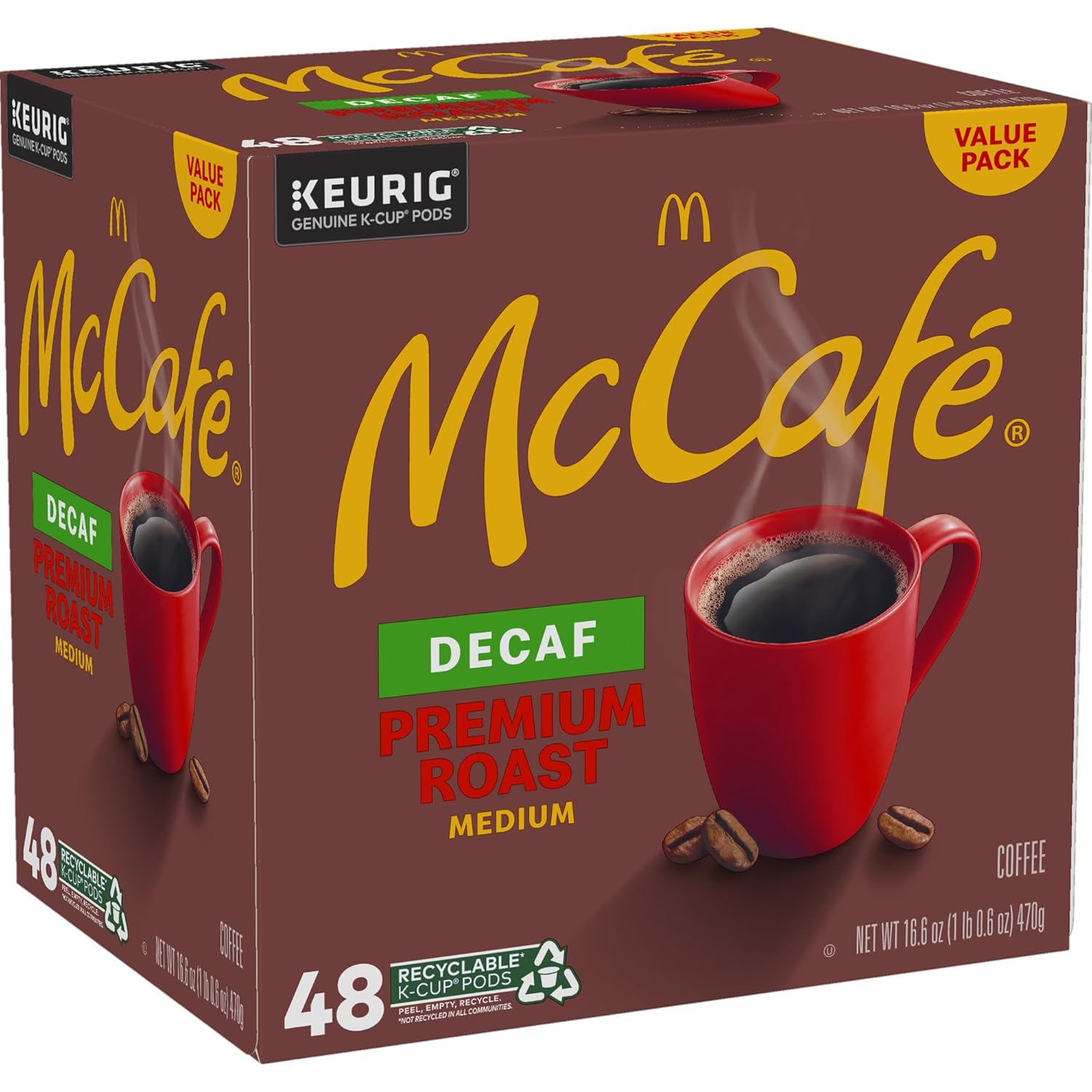 McCafe Premium Roast Decaf Coffee Pods - Medium Roast Keurig K-Cup Pods, 48 Count