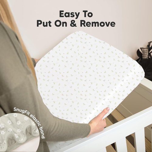 KeaBabies Organic Crib Sheets - 2-Pack Fitted Jersey Cotton for Baby Bed | Soft & Breathable 52x28 (Meadow)