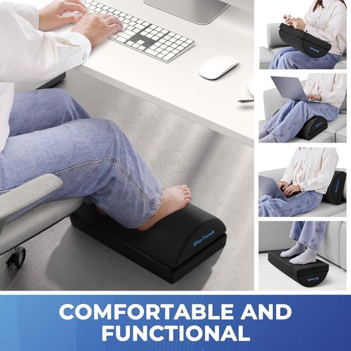 BlissTrends Foot Rest - Versatile Under Desk Foot Stool with Washable Cover | Adjustable Heights for Comfort - Black