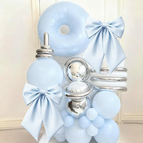 Blue Bow Decor | Large 22x11 Inch Crib Skirt with Big Bows for Christmas & Parties