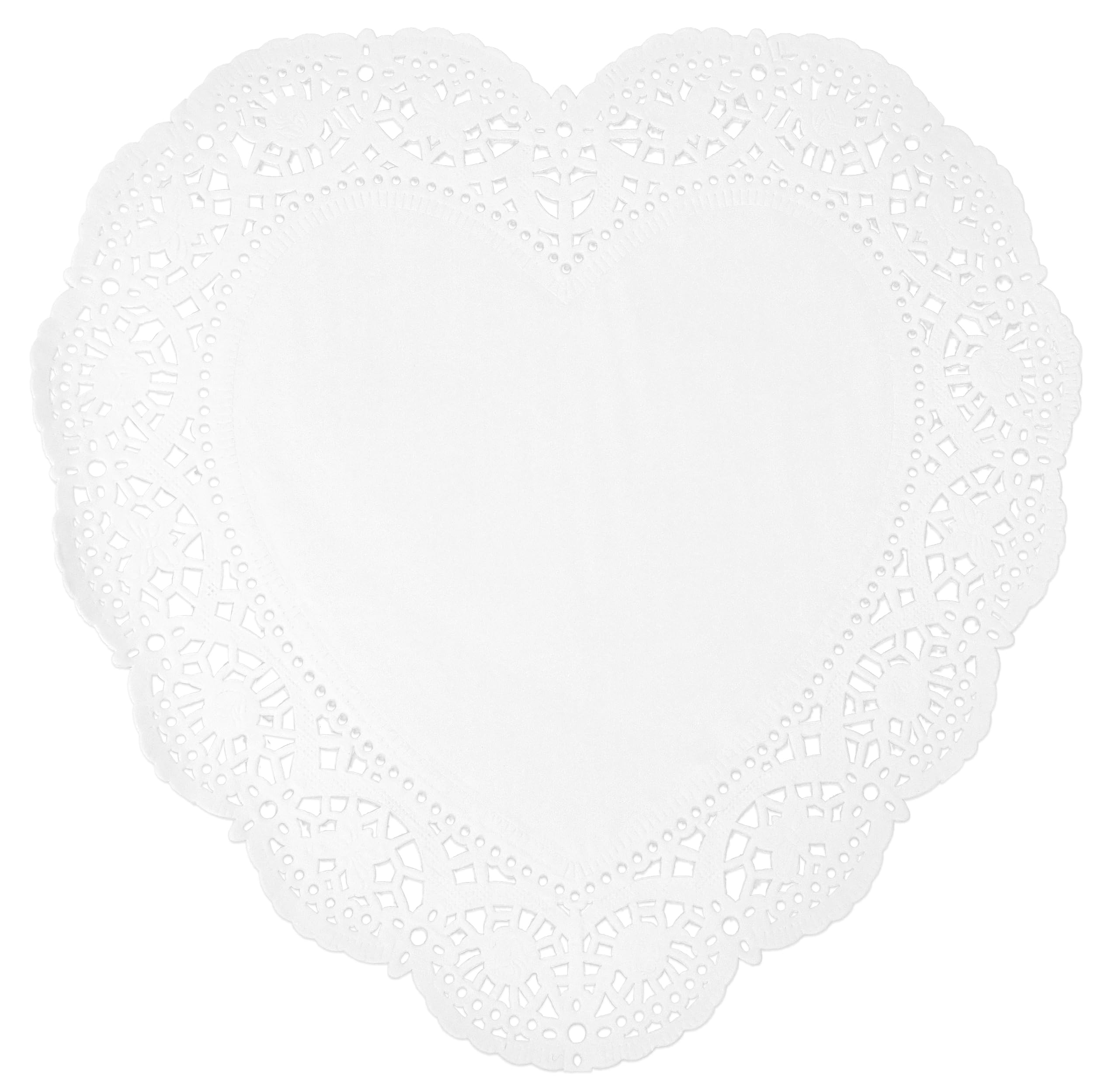 100 Pcs 12 Inch Valentine Heart Doilies Cutouts Paper Lace Doily Red Craft Gift Set for Table Party Decorations