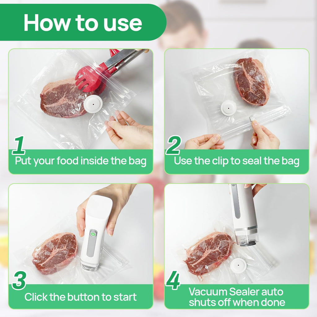 Vacuum Sealer,Compact Vacuum Sealer For Food Preservation,Portable Cordless Handheld Sealer Machine Food Fresh (With 30 Reusable Vacuum Seal Bags)