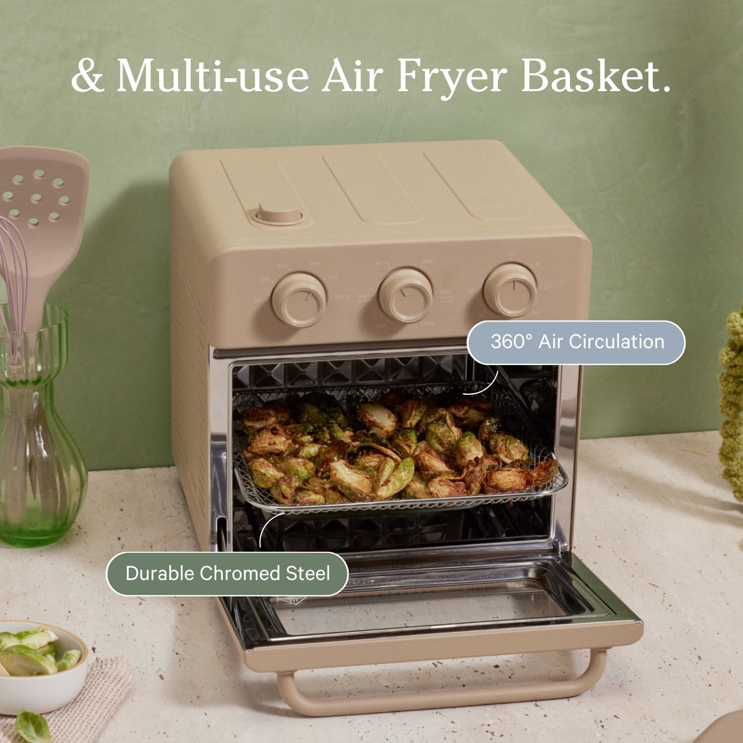 Our Place Wonder Oven Essentials Kit - Extra Air Fryer Basket & Nonstick Bake Pan | Eco-Friendly & Oven Safe