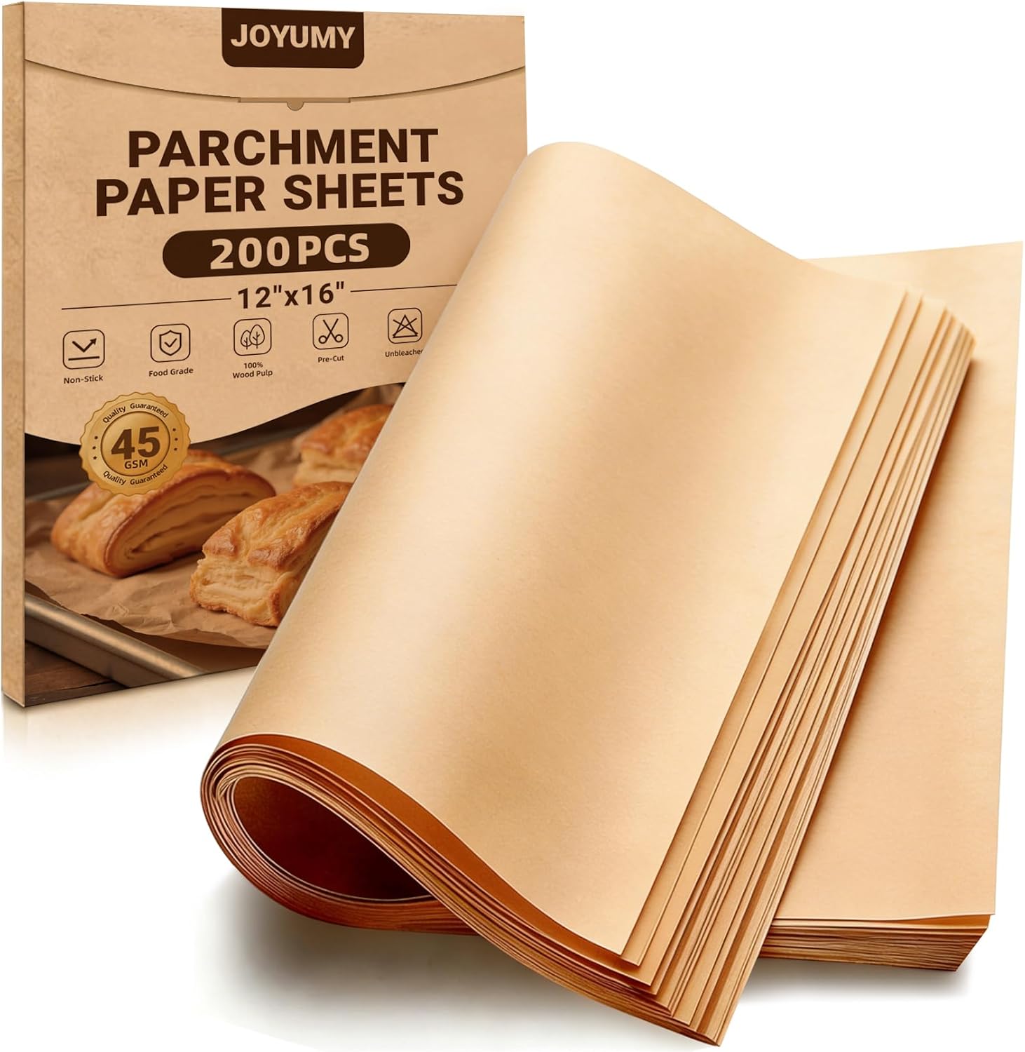 Skiennix Parchment Paper Sheets - 200 PCS Unbleached Non-Stick Baking Sheets | 12" x 16" Size