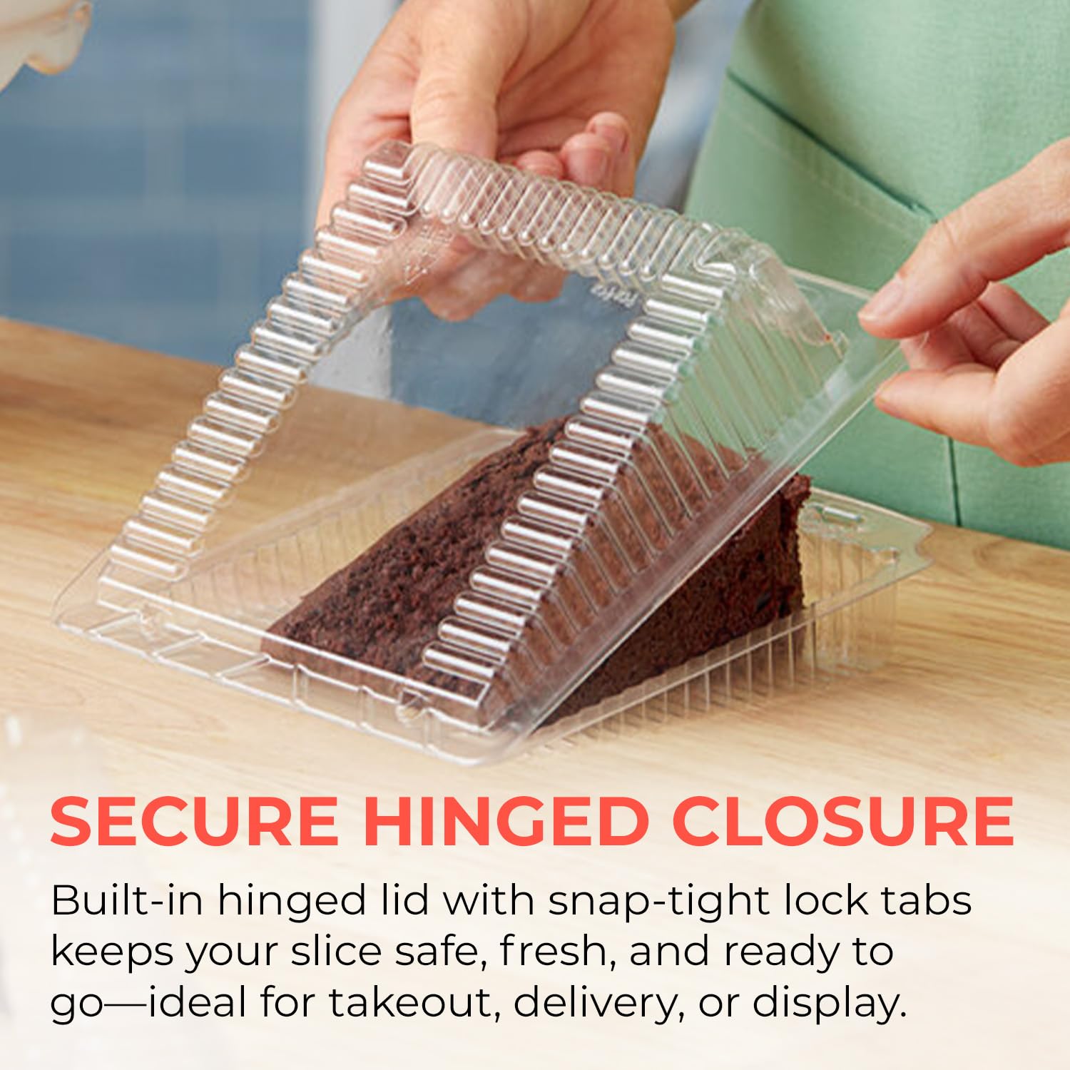 Sideways Cake Slice Containers with Hinged Lids – 30 Pack, Clear Disposable Plastic Dessert Slice Boxes, Leak-Resistant & Stackable – Ideal for Cake, Cheesecake, Pie, Bakery & Party Use