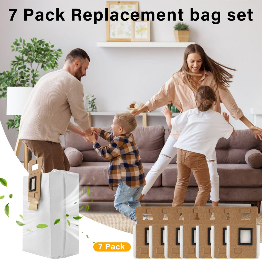 Dust Bag for Roborock S7/S7+ Vacuum Cleaner Auto-Empty Dock, 3L Large Capacity Cleaner Bag 7pack