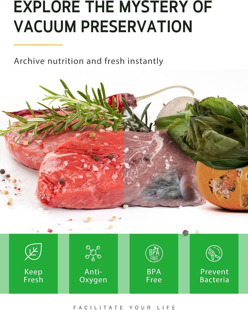 Syntus Vacuum Sealer Bags - Commercial Grade Food Storage | 2 Pack: 11" x 20' & 8" x 20' Rolls