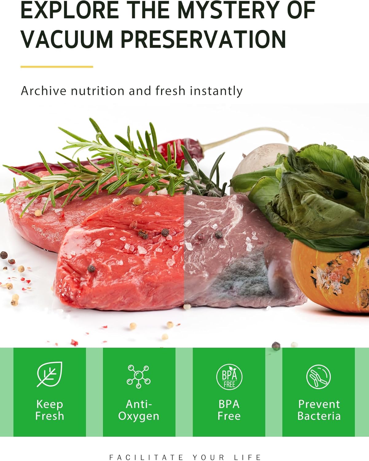 Syntus Vacuum Sealer Bags - Commercial Grade Food Storage | 2 Pack: 11" x 20' & 8" x 20' Rolls