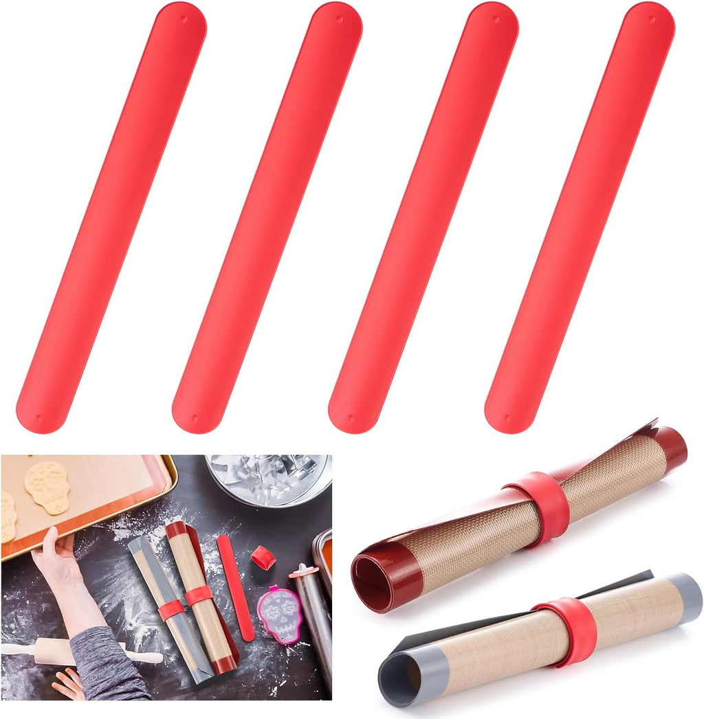 Teenyyou Silicone Storage Bands - 4 Pcs for Baking Mats & Wrapping Paper | Perfect for Christmas Organization