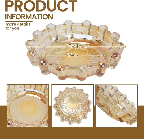 Bubble Smoky Glass Candle Holder - Modern Decor Dish for Small Candles & Diffusers | Stylish Accent for Home Bar & Living Spaces (Golden Amber)