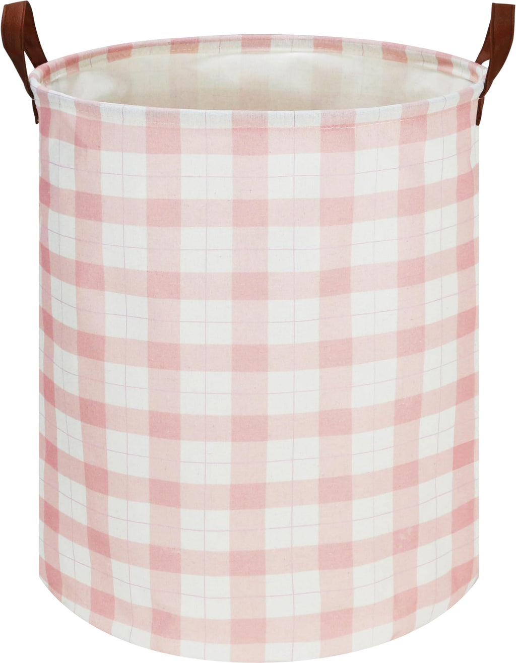 CLOCOR Laundry Basket, Waterproof Pink Nursery Hamper, Collapsible Fabric Storage Container, Room Decor, Gift Basket(Pink Grid)