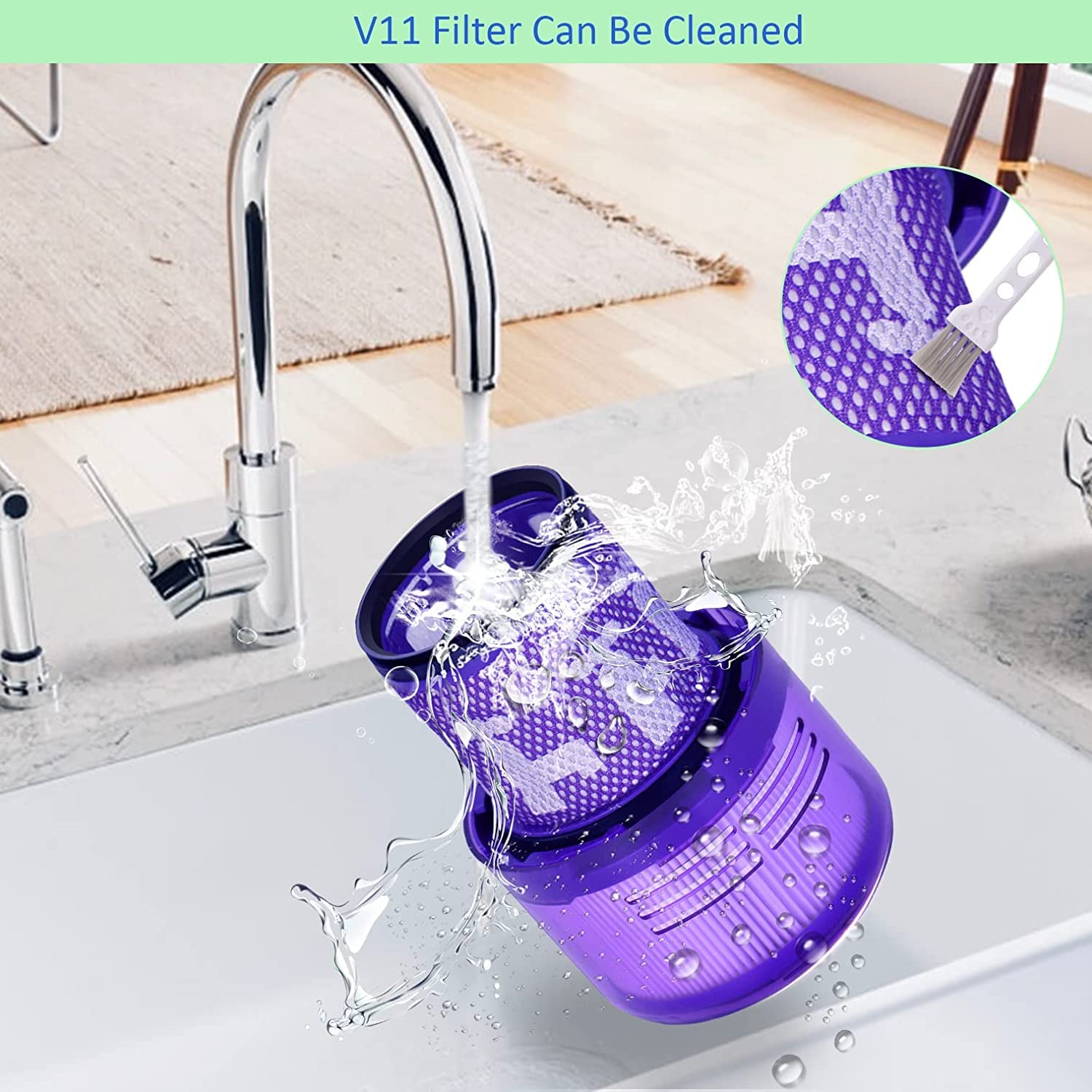 4 Pack V11 Torque Drive Cordless Vacuum Cleaner Replacement Filters for Dyson V11 SV14 Animal and V15 Detect Models, Compare to Part No. 970013-02