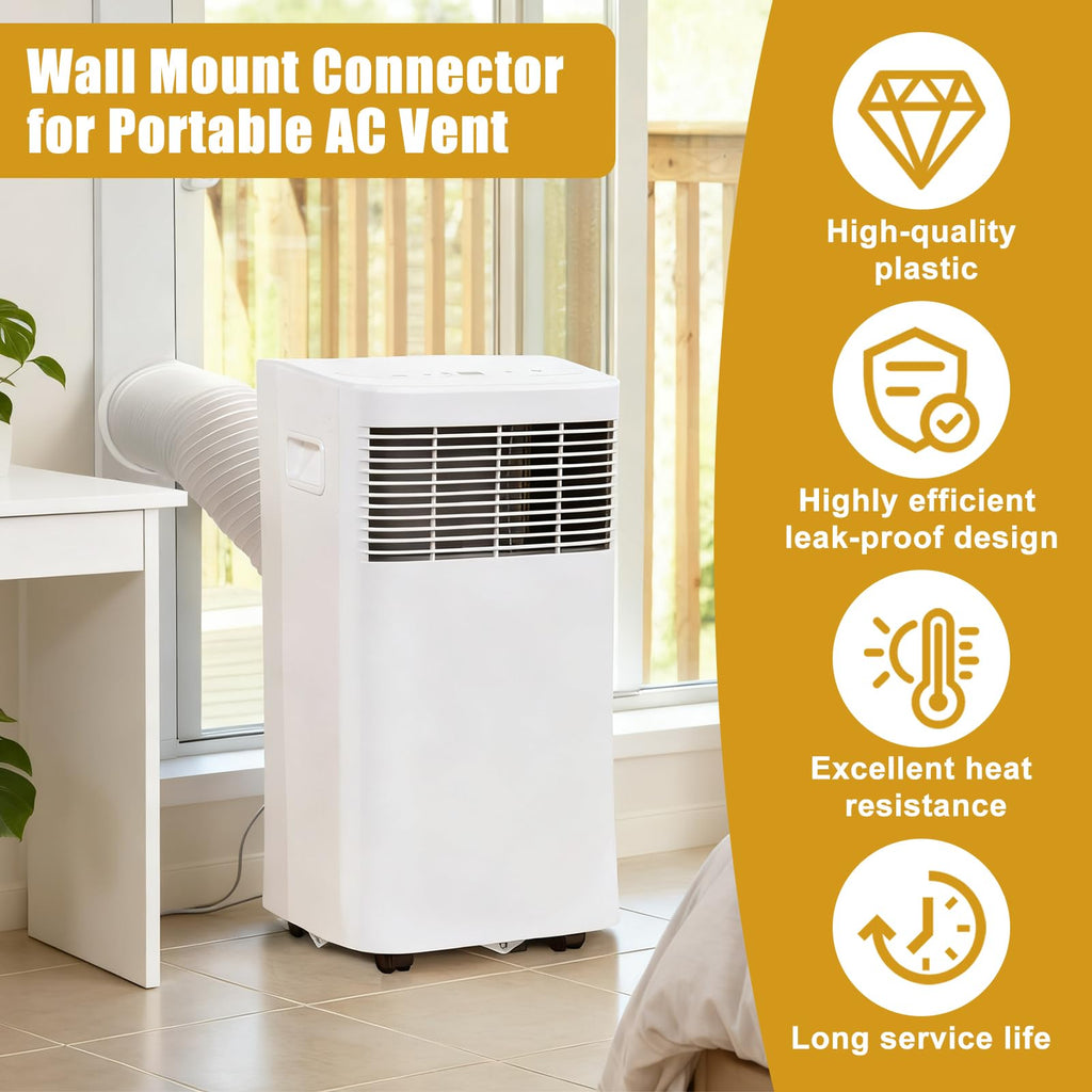 CCTP 1 Set Dual Size Wall Mount Connector for Portable Ac Vent Ac Exhaust Hose,Fit 6 and 6.5 Inches Hose,with Cover Plug(White)