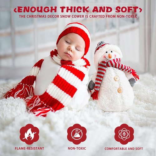 Fake Snow Blanket by [Brand Name] - Soft Fluffy 3 X 8 Ft Artificial Snow for Christmas Decor