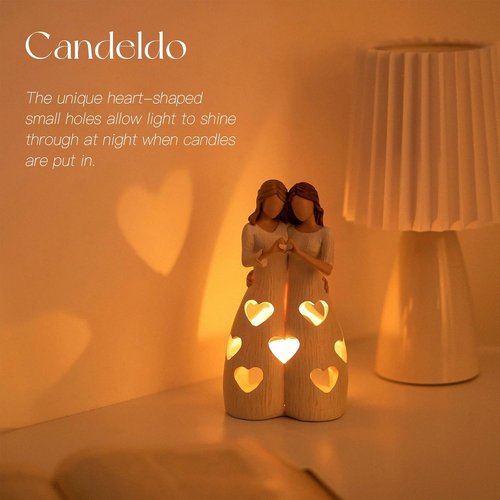 Candeldo Sister Birthday Gifts - Unique Candle Holder Figurine for Women | Meaningful Home Decor
