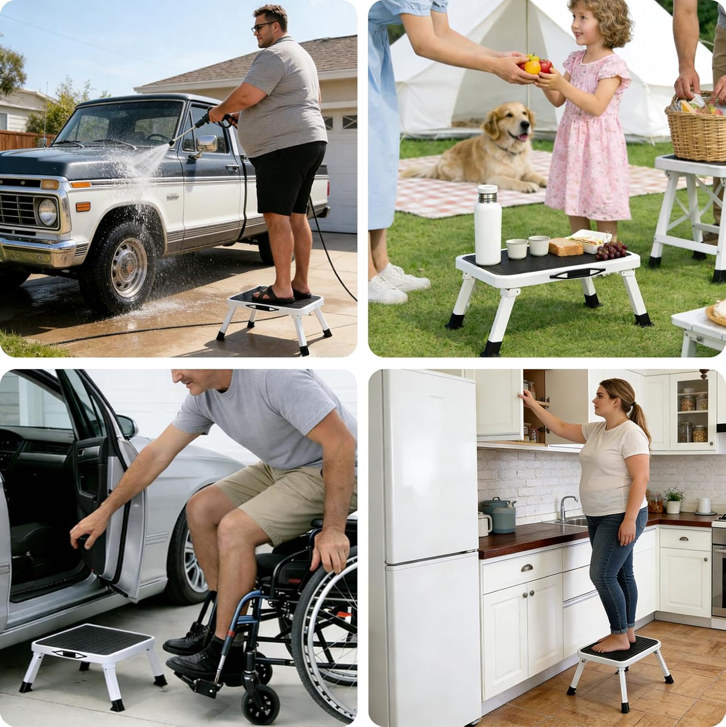 Simple Deluxe Foldable Step Stool - Heavy Duty Non-Slip Foot Stool for Home & Kitchen | 330 Lbs Capacity