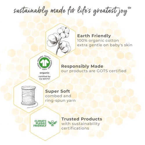 Burt's Bees Baby Hooded Woven Terry Towels Organic Cotton, Unisex Bath Essentials, Soft Nursery Towel for Infants, Toddlers, Kids