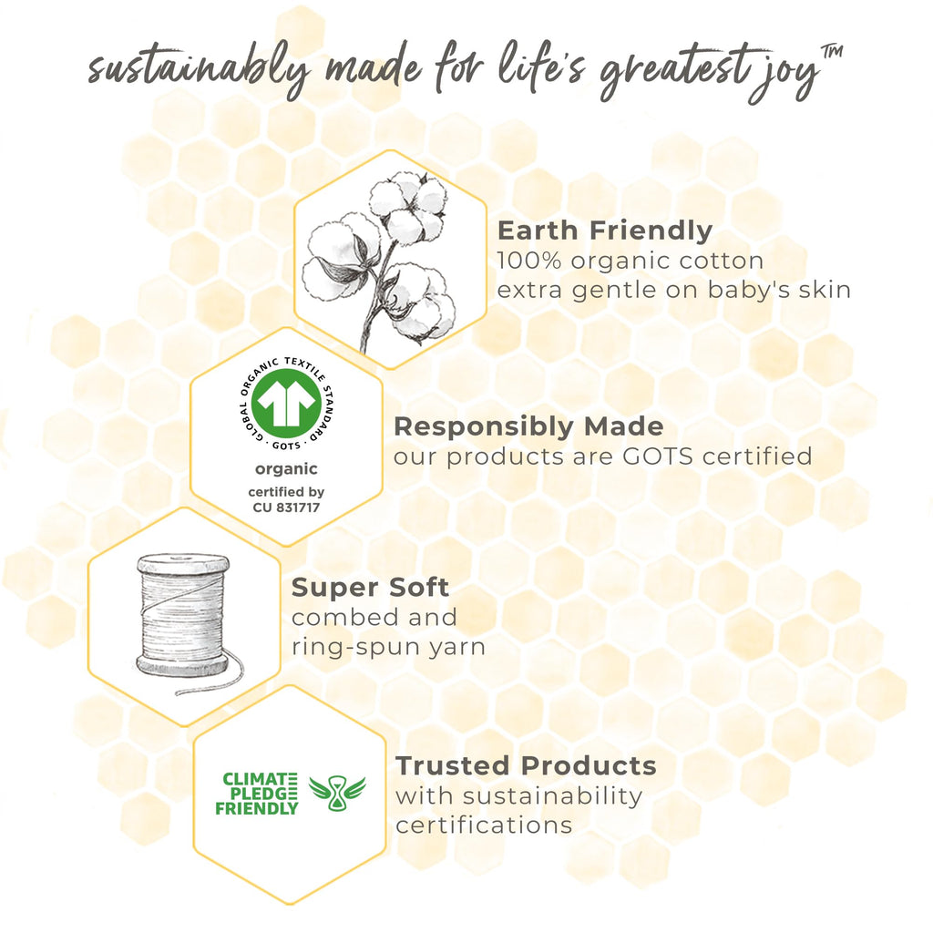 Burt's Bees Baby Infant Receiving Blankets, Made with 100% Organic Cotton, Stretchy and Soft Honey Bee Newborn Swaddle Blanket - Size 29 x 29 Inches - 2 Pack Set