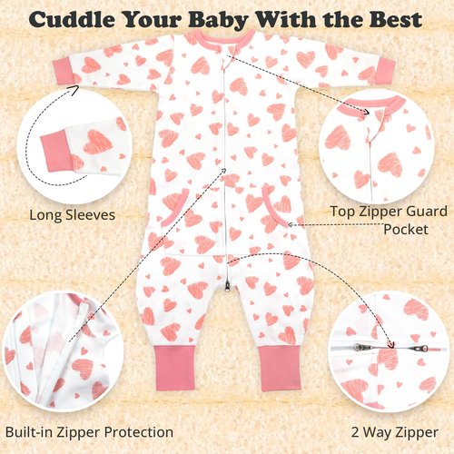 Toddler Sleep Sacks for 2t-3t, 1 Pack Baby Wearable Blanket with Feet, Long Sleeves Breathable Sleep Sacks for Baby Boys and Girls